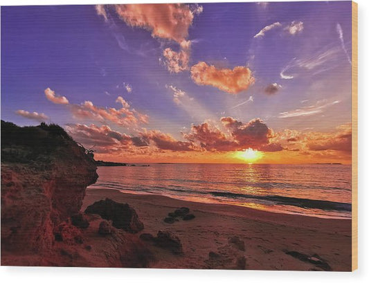 Sunset Against The Clouds - Wood Print