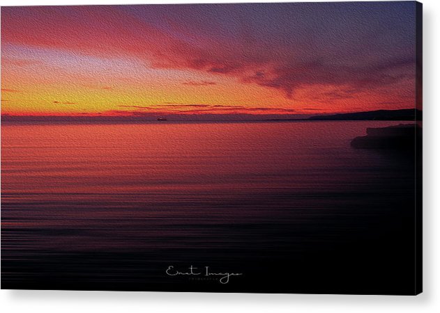 Sunset Colors In The Ocean-Oil Effect - Acrylic Print