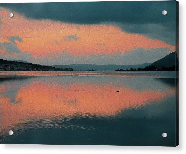 Symmetry At The Lagoon-Oil Effect - Acrylic Print