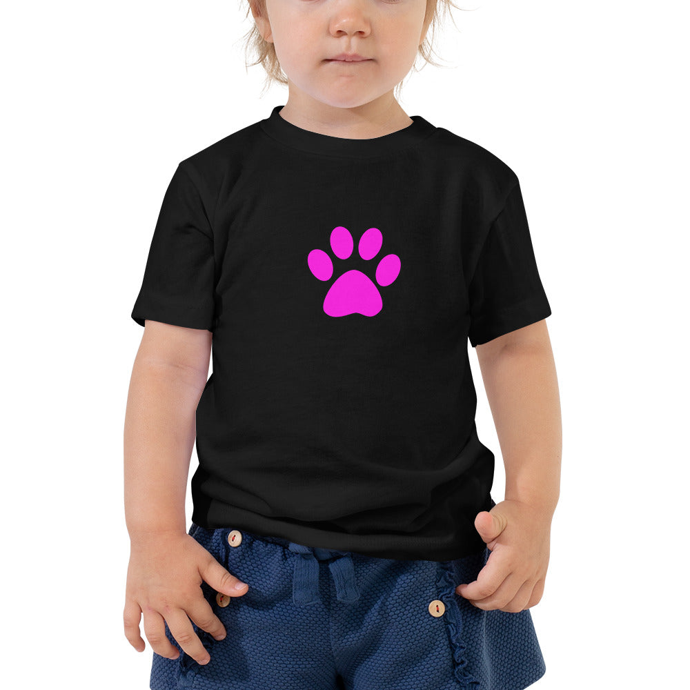 Toddler Short Sleeve Tee/Pet Print Fushia