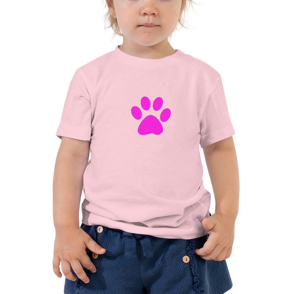 Toddler Short Sleeve Tee/Pet Print Fushia