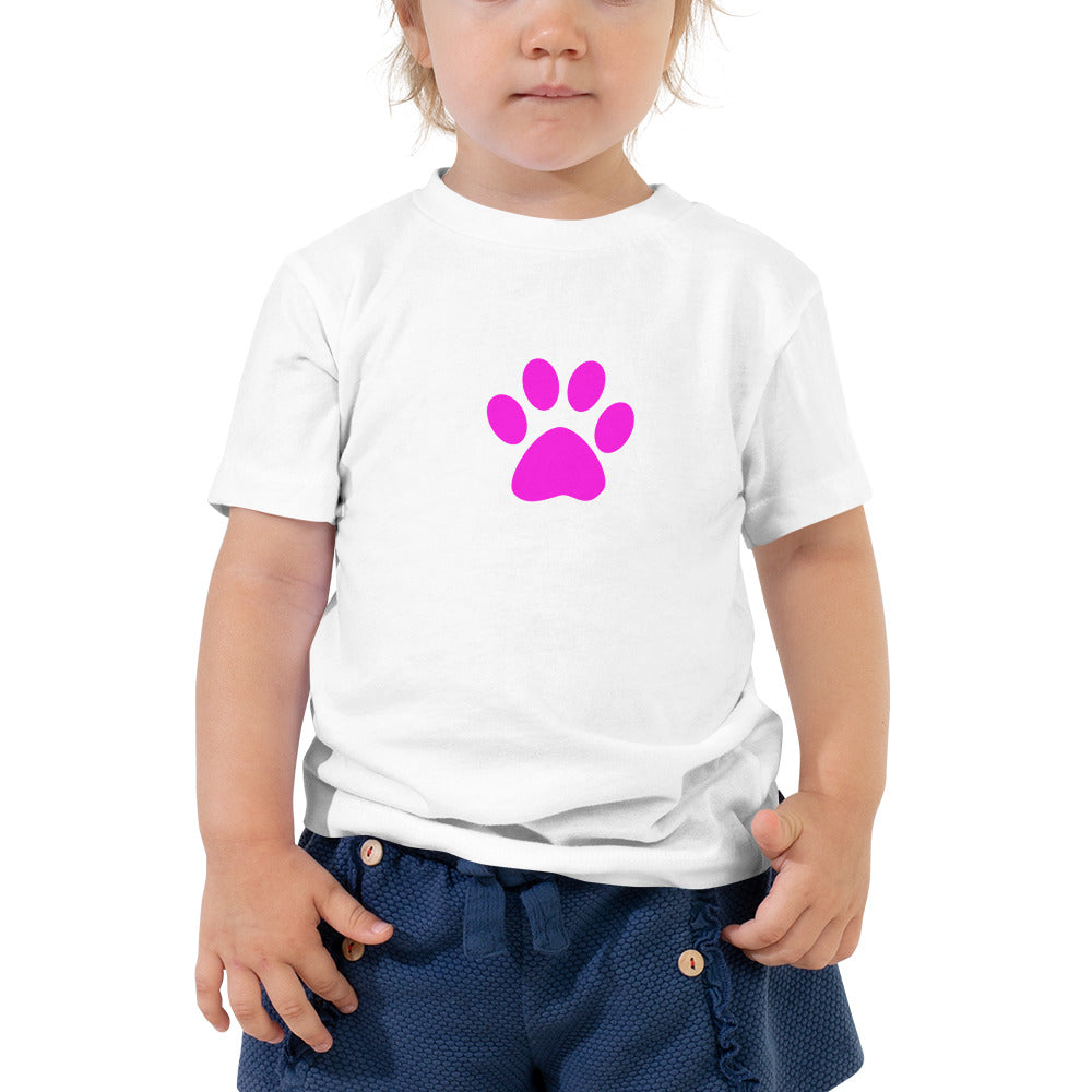 Toddler Short Sleeve Tee/Pet Print Fushia