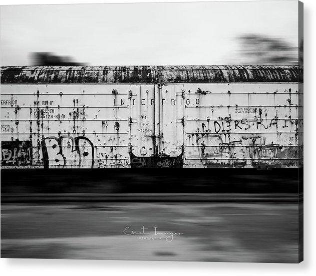 Train In Motion-Black And  White - Acrylic Print