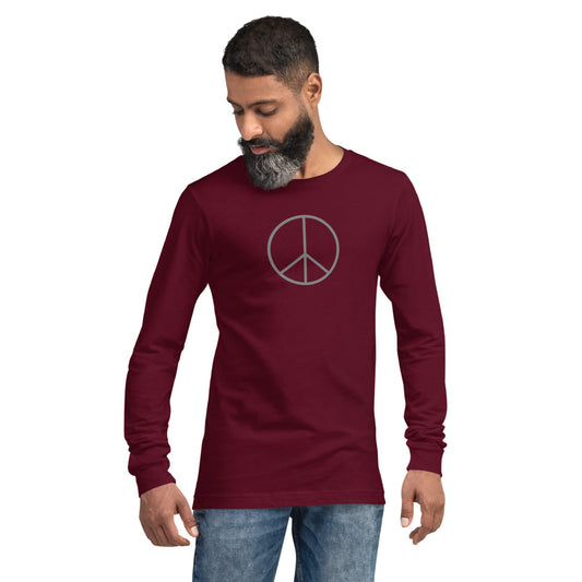 Unisex Langarm T-Shirt/Peace Grau