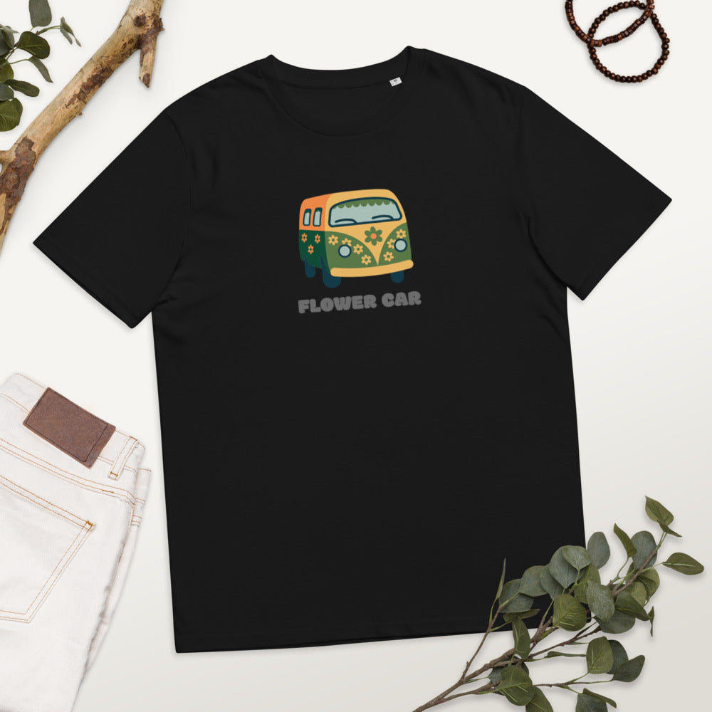 Unisex organic cotton t-shirt/Flower Car/Personalized