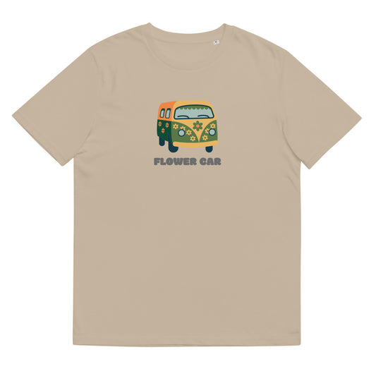Unisex T-Shirt aus Bio-Baumwolle/Blumenauto/Personalisiert