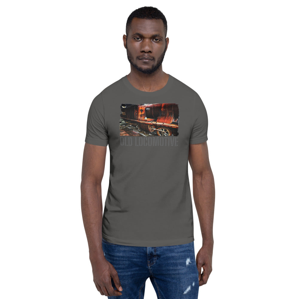 Kurzärmeliges Unisex T-Shirt/Alte Lokomotive/Personalisiert