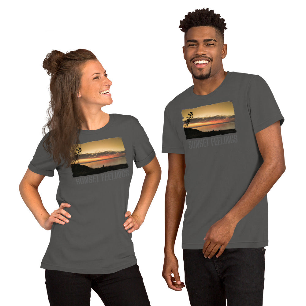 Kurzärmeliges Unisex T-Shirt/Sunset Feelings/Personalisiert