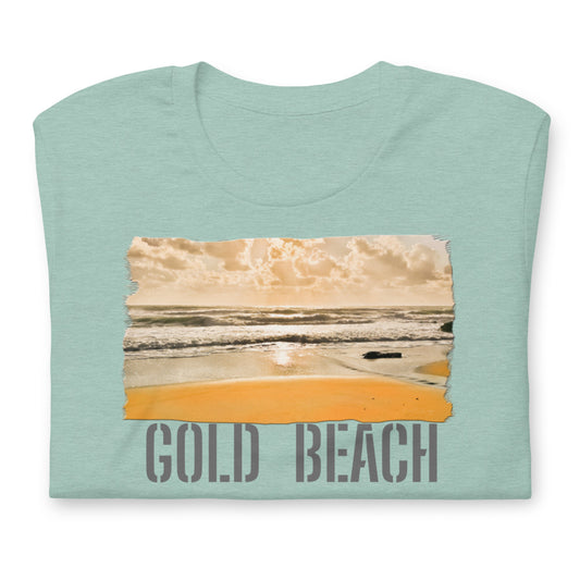Kurzärmeliges Unisex T-Shirt/Gold Beach/Personalisiert