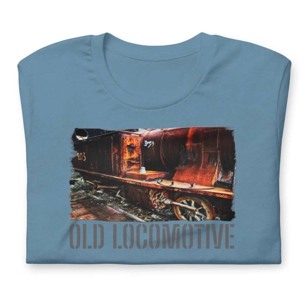 Kurzärmeliges Unisex T-Shirt/Alte Lokomotive/Personalisiert