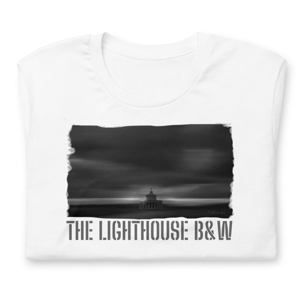 Kurzärmeliges Unisex T-Shirt/Der Leuchtturm B&amp;W/Personalisiert