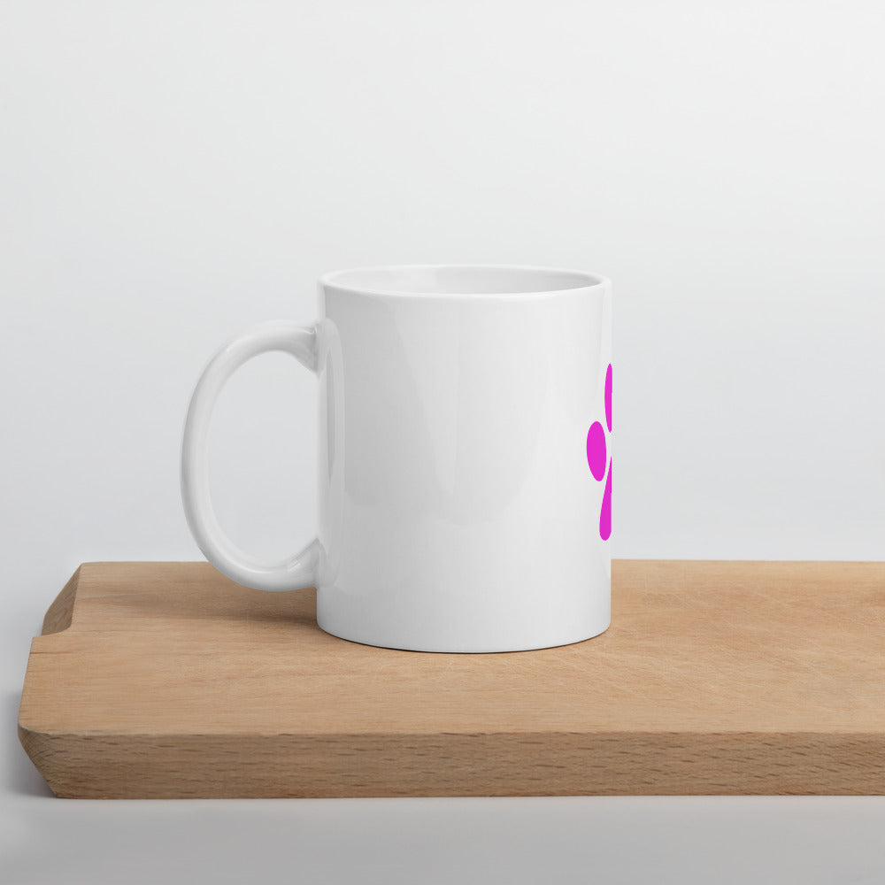 White glossy mug/Pet Print Fushia