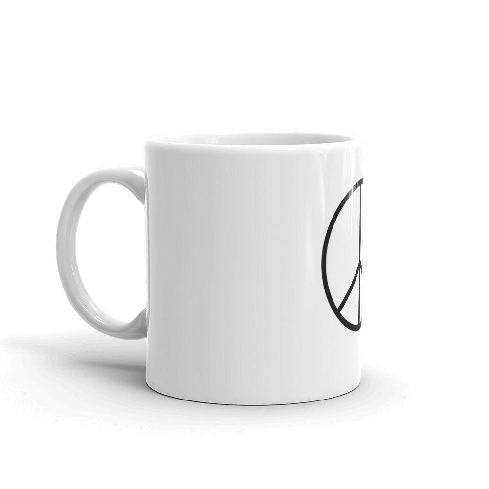 White glossy mug/Peace Black