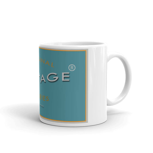 White glossy mug/Vintage Stories