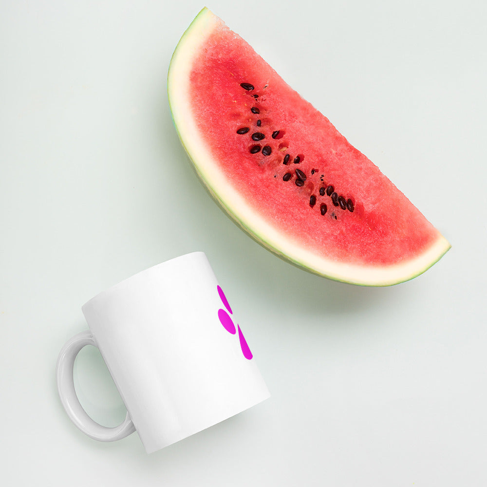 White glossy mug/Pet Print Fushia