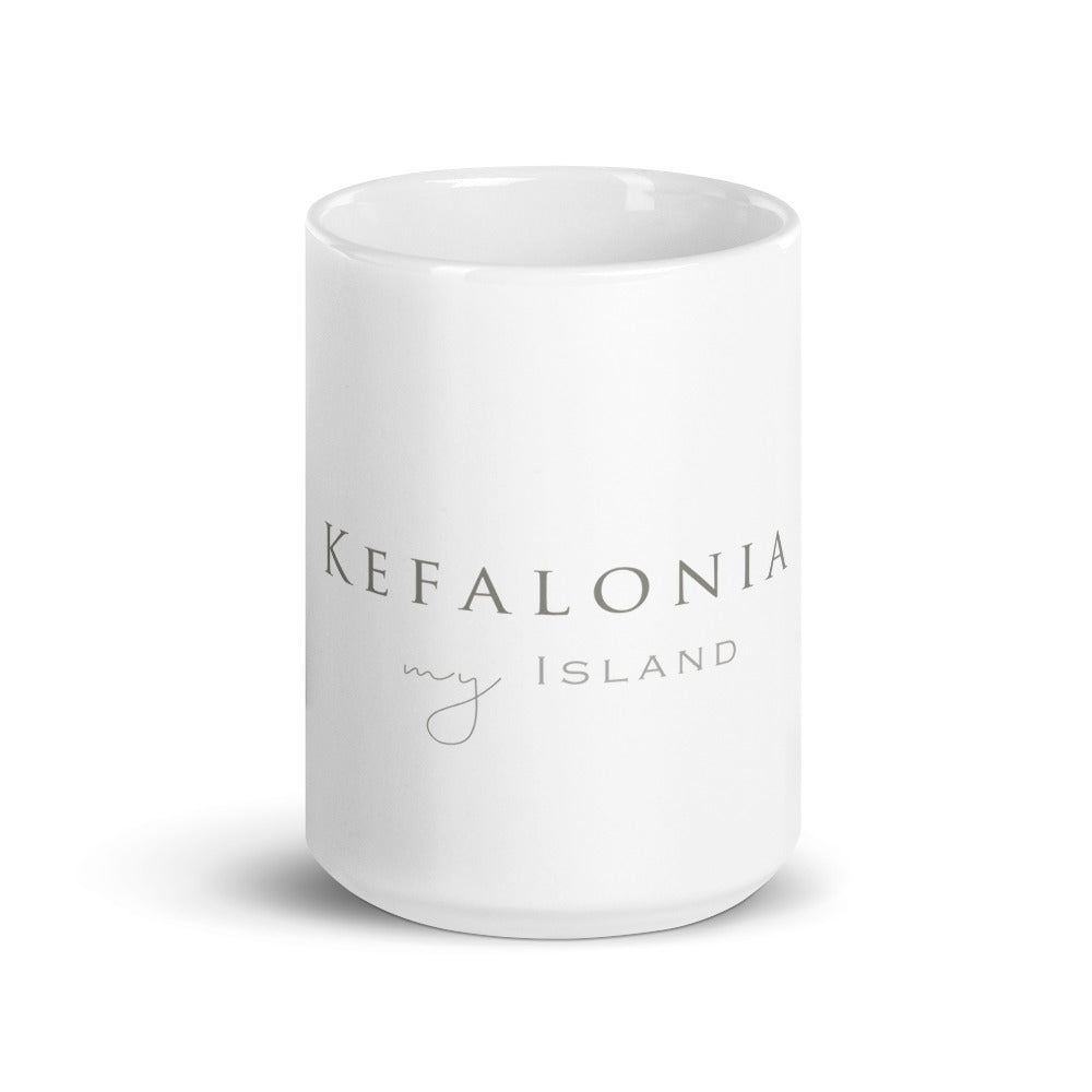 Weiß glänzende Tasse/Kefalonia Weiß