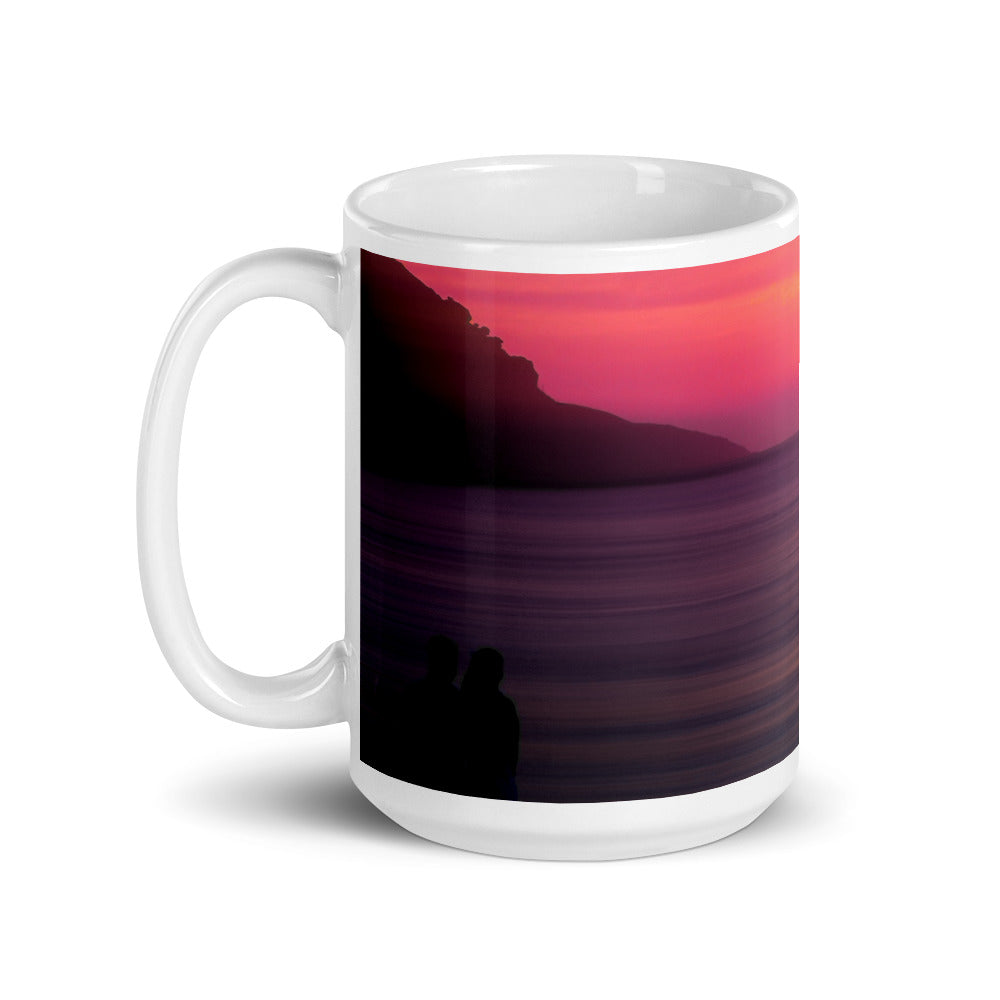 White glossy mug/Couple Against The Sunset