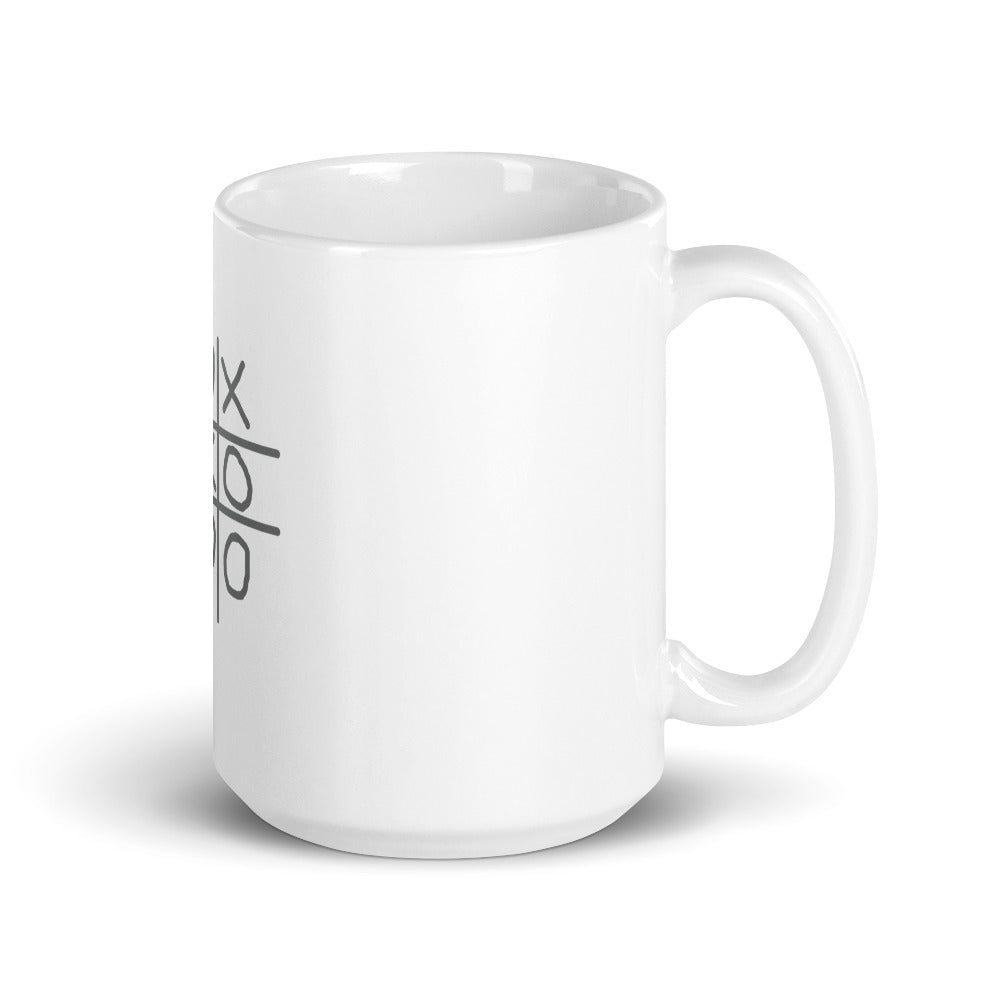 White glossy mug/xxx b-w