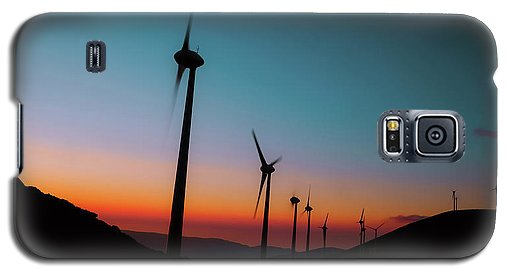 Wind Tourbines Against The Colorful Sunset - Phone Case - Enet Images