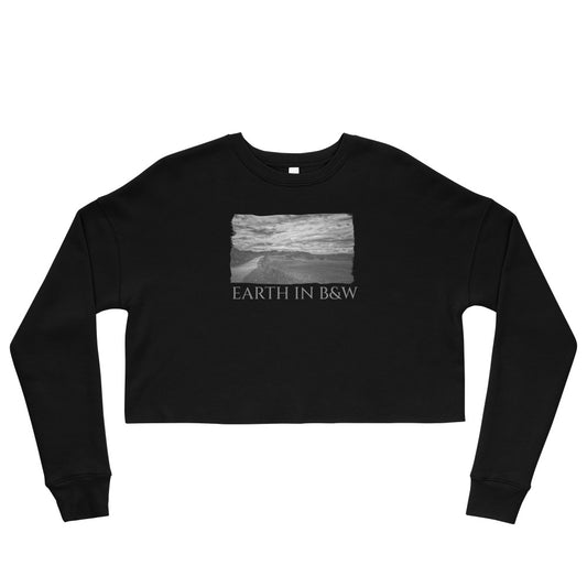 Crop Sweatshirt/Erde in Schwarz &amp; Weiß/Personalisiert
