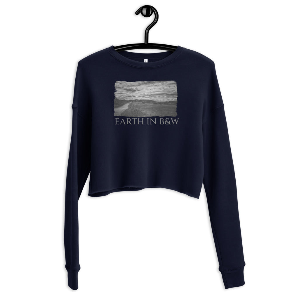 Crop Sweatshirt/Earth In Black & White/Personalized
