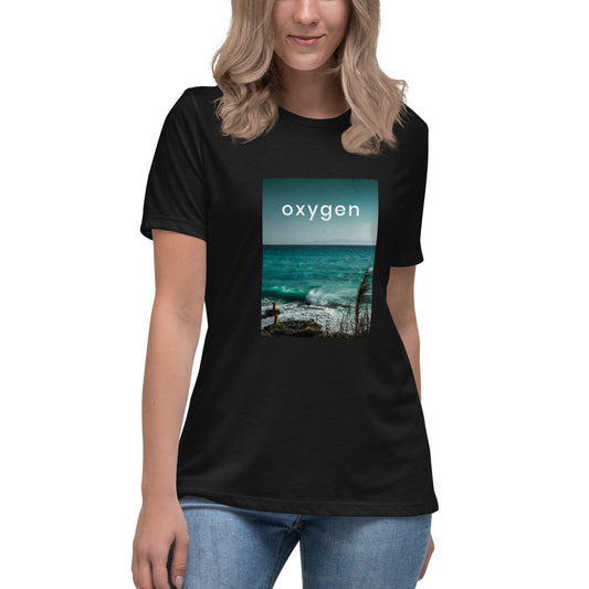 Damen Entspanntes T-Shirt/wütender Ozean