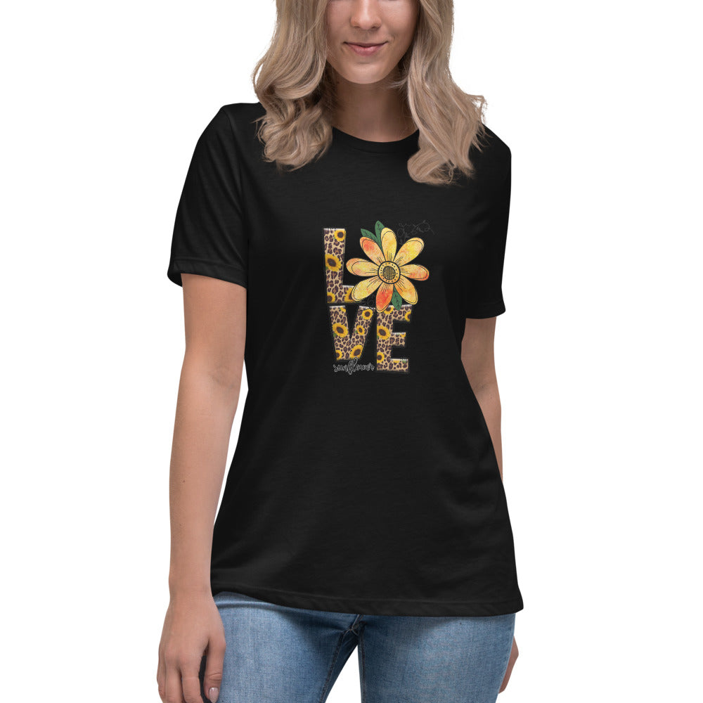 Women's Relaxed T-Shirt/Love-Sunflower 2