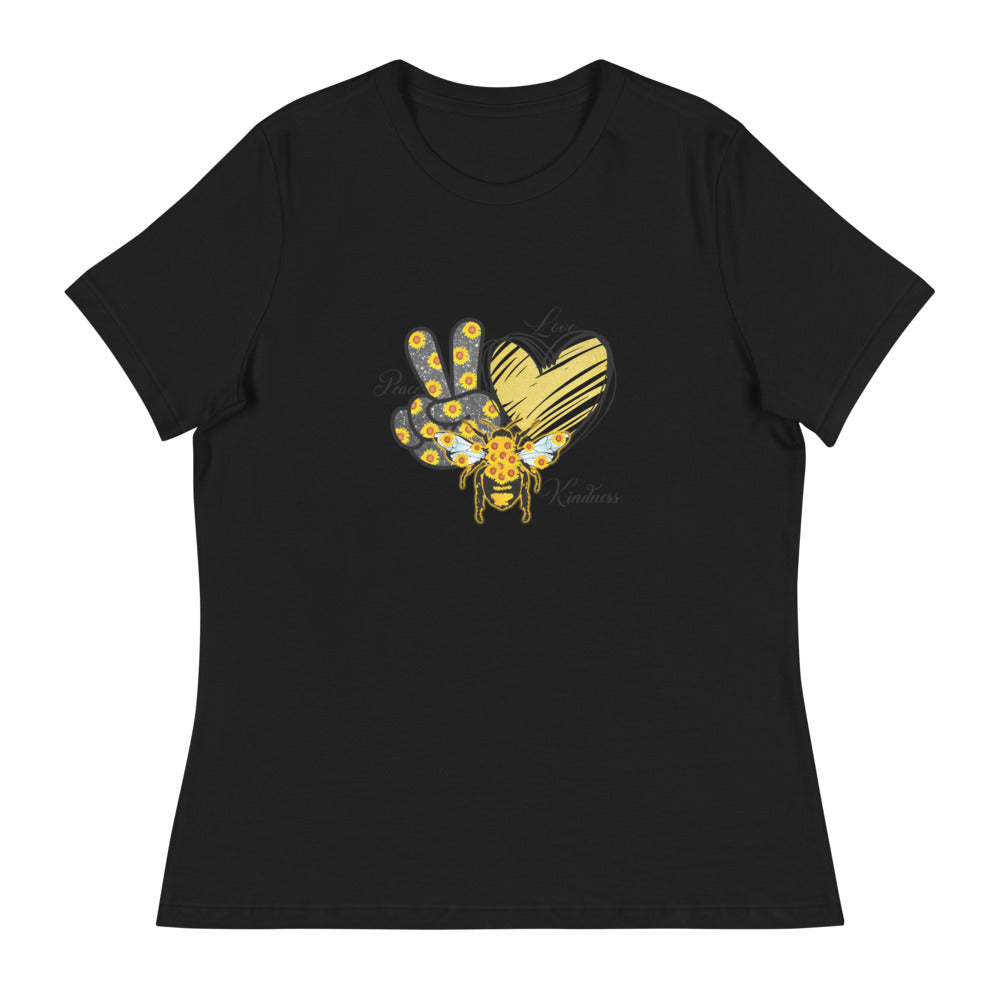 Women's Relaxed T-Shirt/Love-Kindness-Sunflower