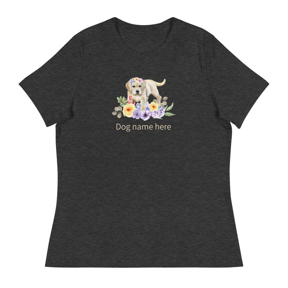 Γυναικείο Relaxed T-Shirt/Dog &amp; Flowers 3/Personalized