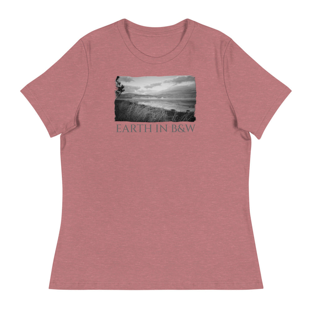Women's Relaxed T-Shirt/Earth In B&W/Personalised