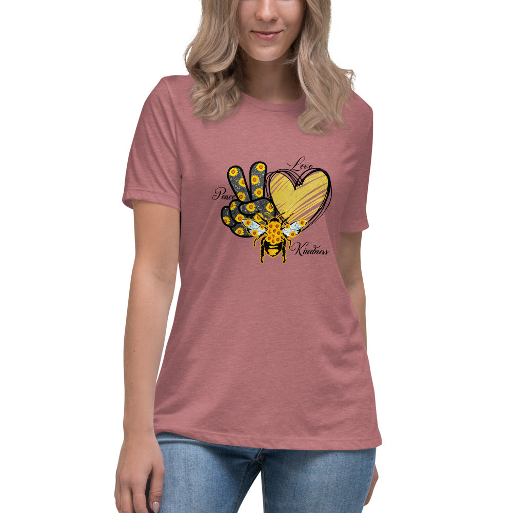 Women's Relaxed T-Shirt/Love-Kindness-Sunflower