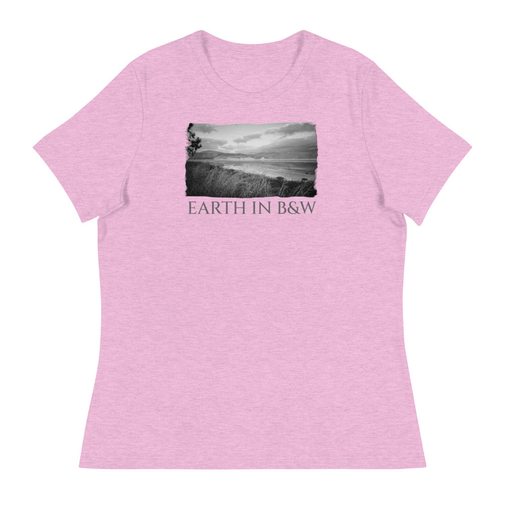 Women's Relaxed T-Shirt/Earth In B&W/Personalised