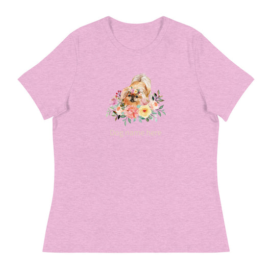 Γυναικείο Χαλαρό T-Shirt/Σκύλος &amp; Λουλούδια 2/Προσωποποιημένο