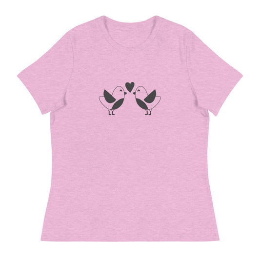 Entspanntes T-Shirt für Damen/Verliebte Vögel