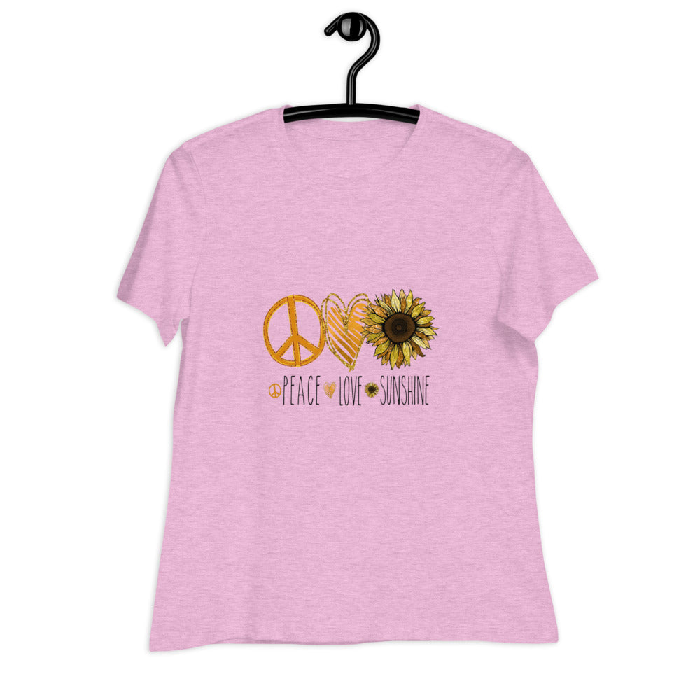 Women's Relaxed T-Shirt/Peace-Love-Sunflower