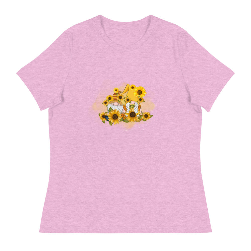 Women's Relaxed T-Shirt/Gnomes-Sunflower