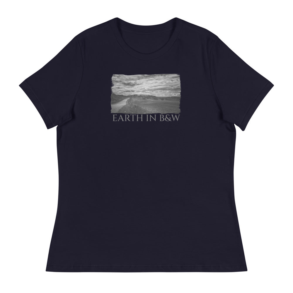 Women's Relaxed T-Shirt/Earth In B&W/Personalized