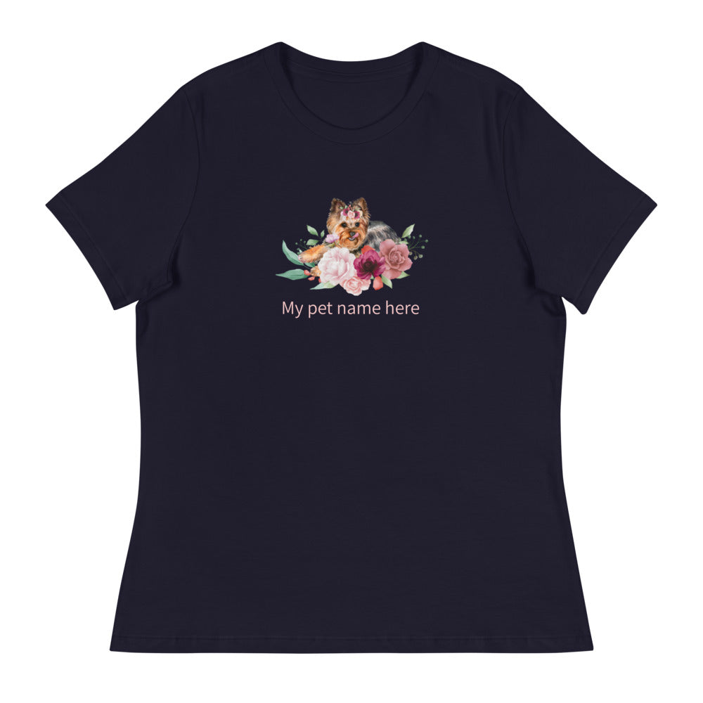 Γυναικείο Χαλαρό T-Shirt/Σκύλος &amp; Λουλούδια/Προσωποποιημένο