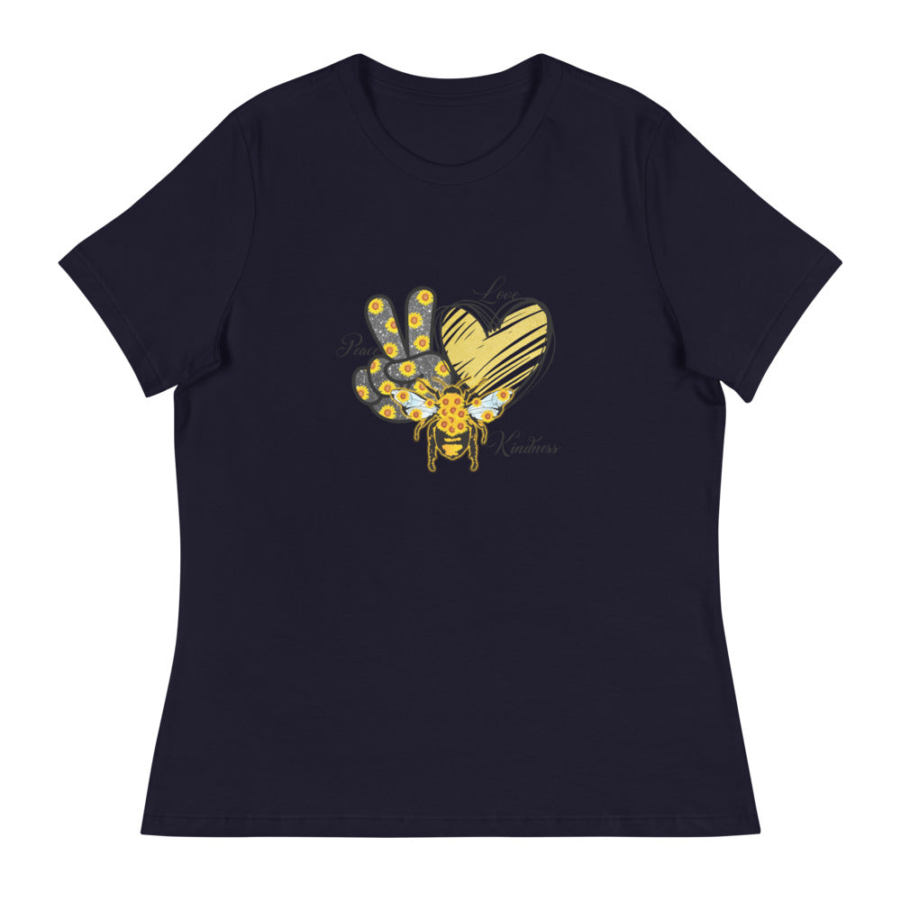Damen Entspanntes T-Shirt/Liebe-Freundlichkeit-Sonnenblume