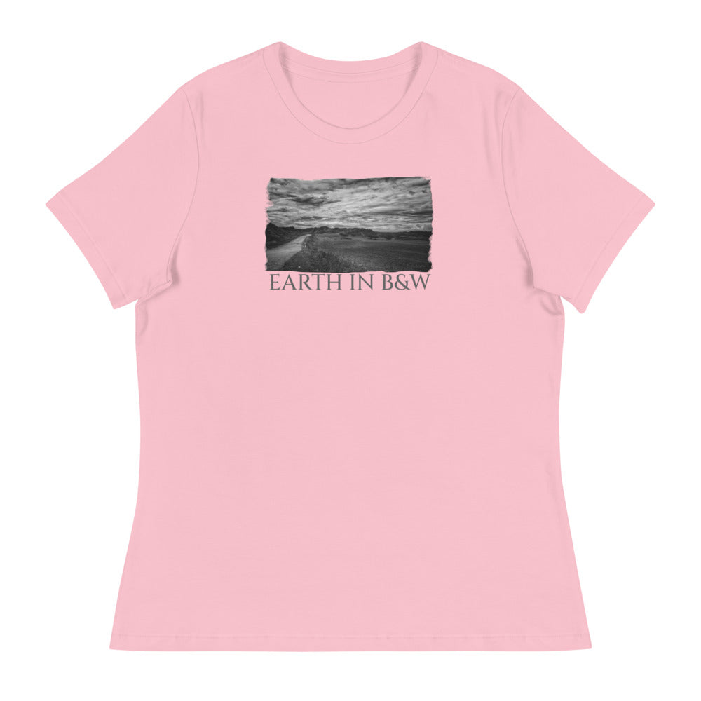 Damen Entspanntes T-Shirt/Erde in B&amp;W/Personalisiert