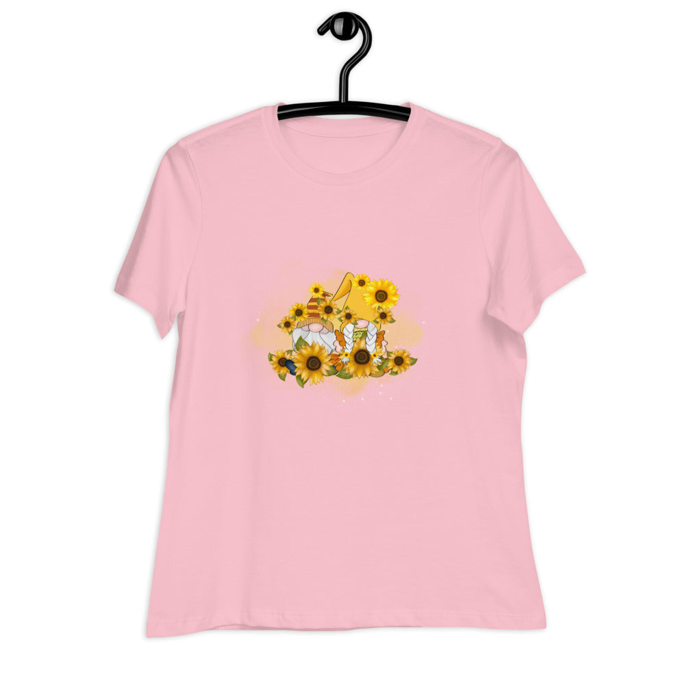 Women's Relaxed T-Shirt/Gnomes-Sunflower