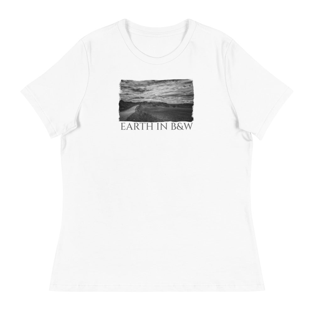 Women's Relaxed T-Shirt/Earth In B&W/Personalized