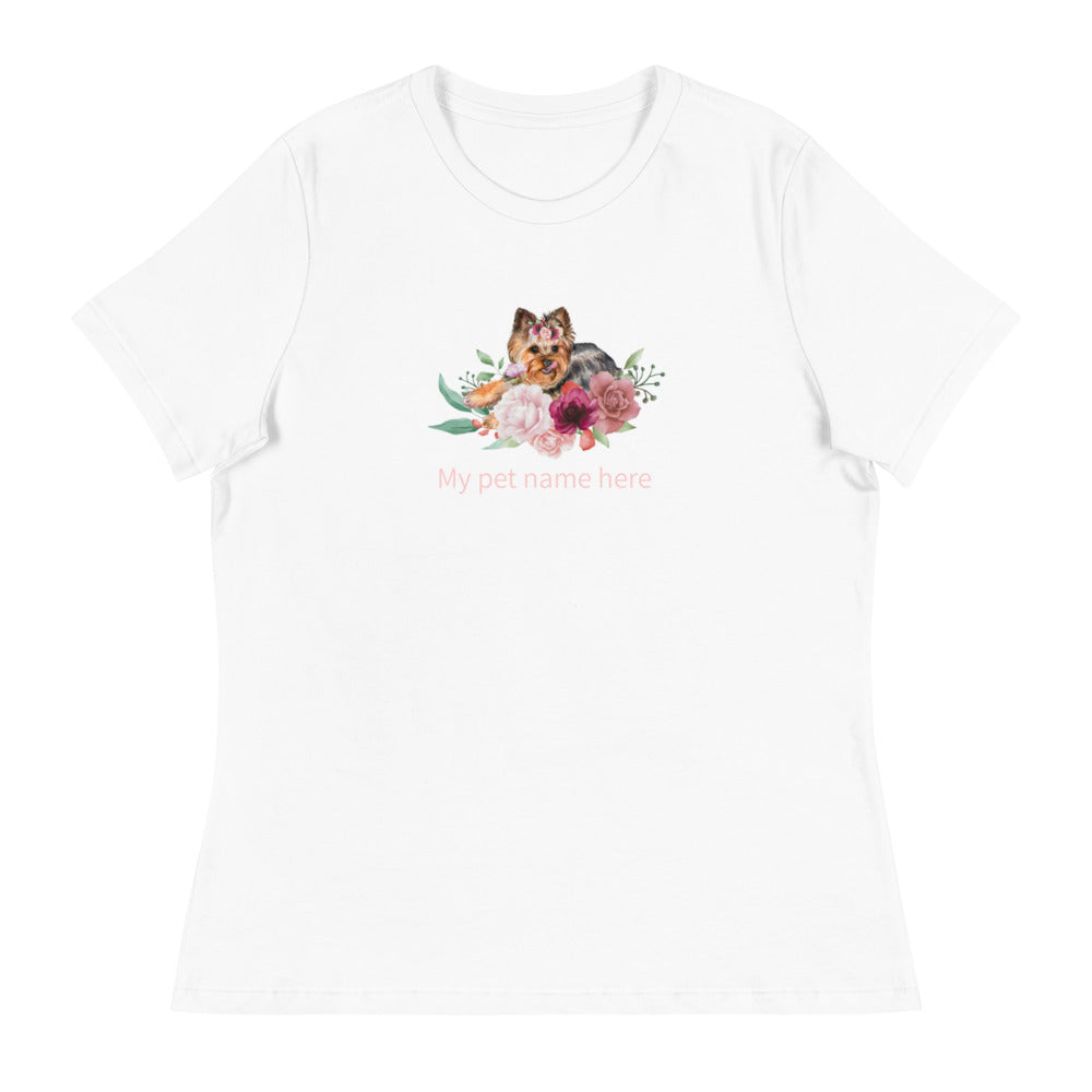 Γυναικείο Χαλαρό T-Shirt/Σκύλος &amp; Λουλούδια/Προσωποποιημένο