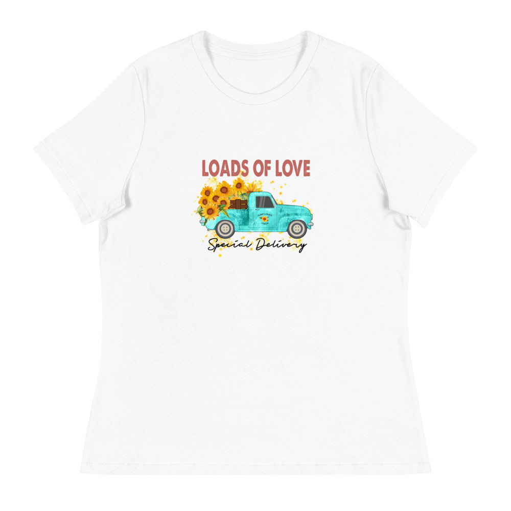 Women's Relaxed T-Shirt/Loads Of Love-Sunflower