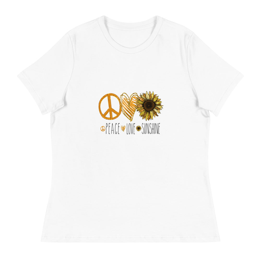 Women's Relaxed T-Shirt/Peace-Love-Sunflower