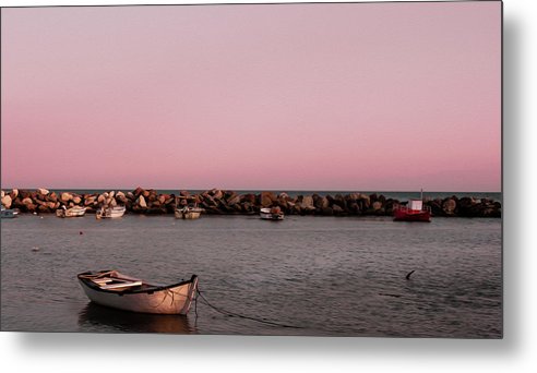 Wooden Boat At The Beach - Metal Print