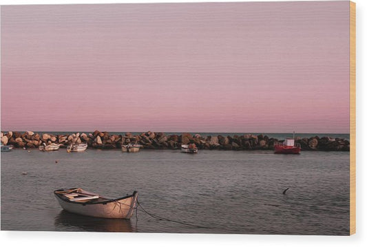Wooden Boat At The Beach - Wood Print