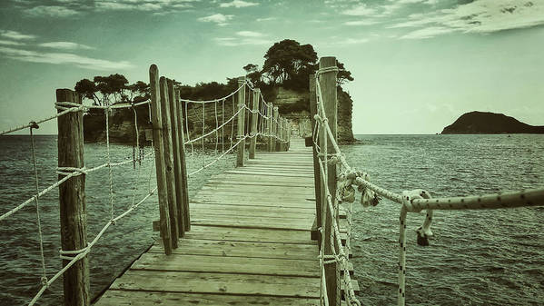 Holzbrücke zur Insel Cameo - Kunstdruck