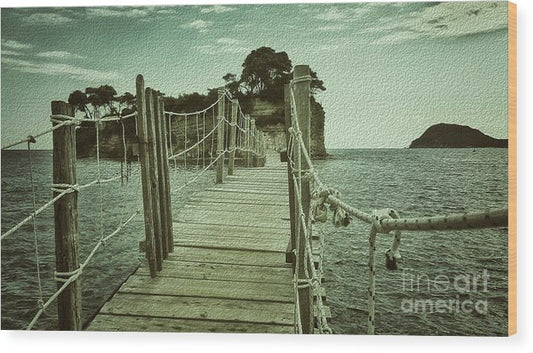 Wooden bridge to the island - Wood Print