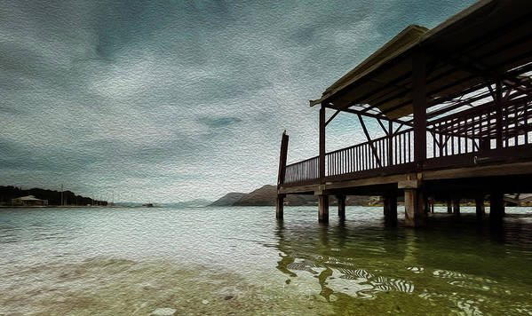 Wooden Platform On The Beach - Art Print